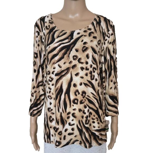 JM Collection Women's 3/4 Sleeve animal Print multicolor size L - Picture 1 of 8